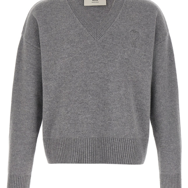 Ami Paris Gray Wool Cardigan