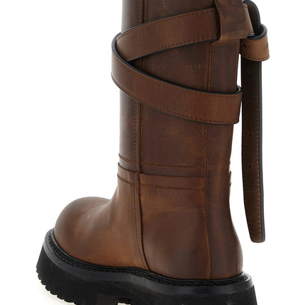 Moschino Brown Velvet Leather Over The Knee