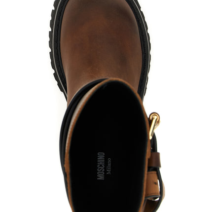 Moschino Brown Velvet Leather Over The Knee