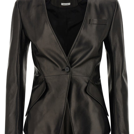 Alexander McQueen Black Lamb Leather Blazer