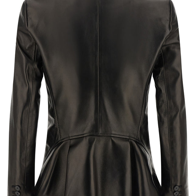 Alexander McQueen Black Lamb Leather Blazer