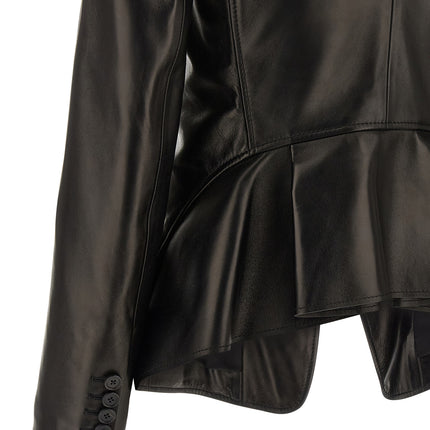 Alexander McQueen Black Lamb Leather Blazer
