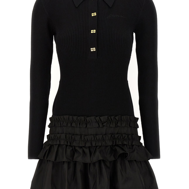 Ganni Black Viscose Short Dress