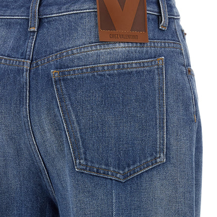 Valentino Garavani Blue Cotton Flared Jeans
