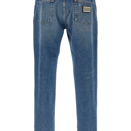 Dolce & Gabbana Blue Cotton Straight-Leg Jeans