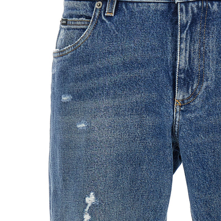 Dolce & Gabbana Blue Cotton Straight-Leg Jeans