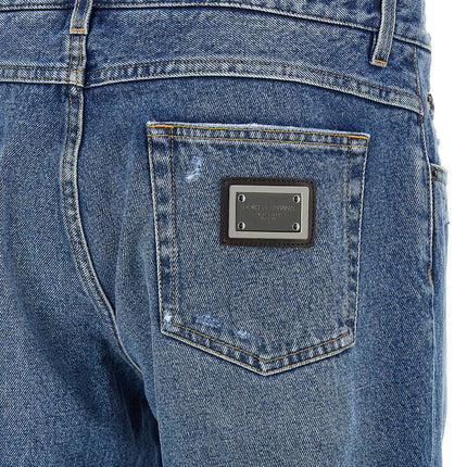 Dolce & Gabbana Blue Cotton Straight-Leg Jeans