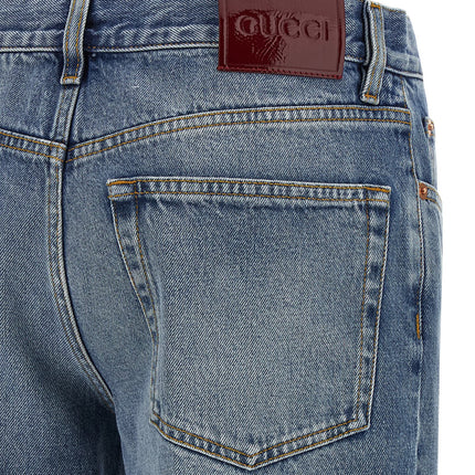 Gucci Blue Cotton Straight-Leg Jeans