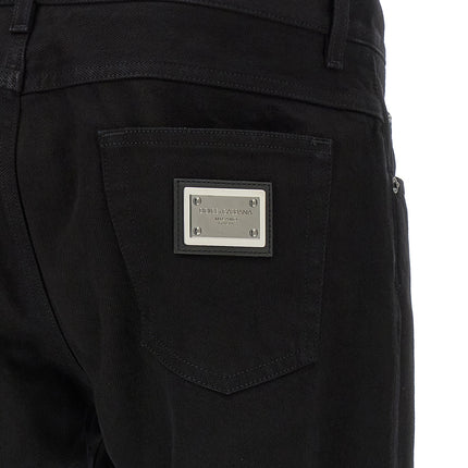 Dolce & Gabbana Black Cotton Straight-Leg Jeans