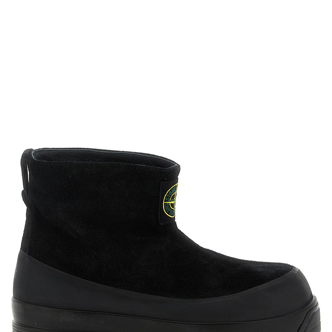 Stone Island Black Rubber Ankle Boots