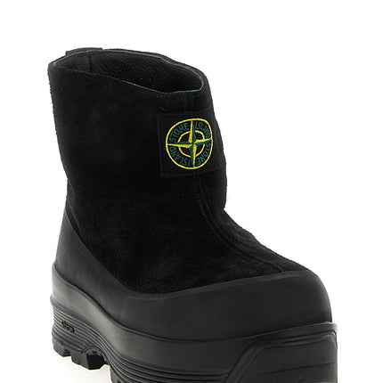 Stone Island Black Rubber Ankle Boots