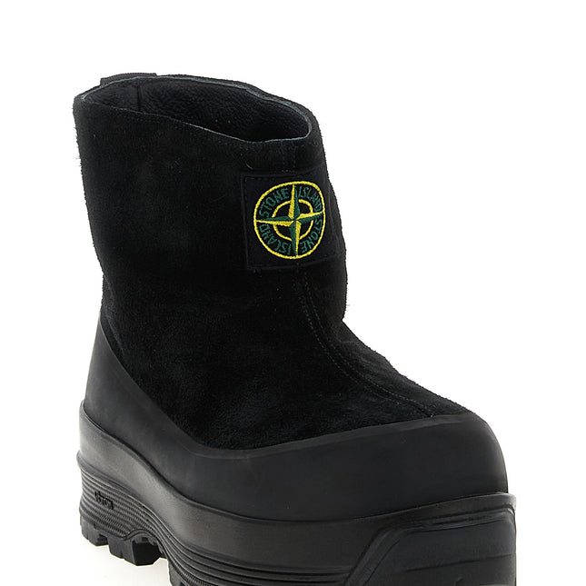 Stone Island Black Rubber Ankle Boots