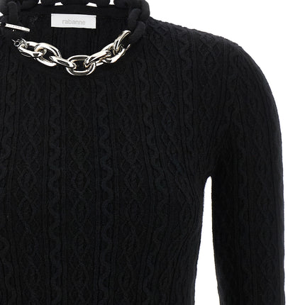Paco Rabanne Black Wool Cardigan