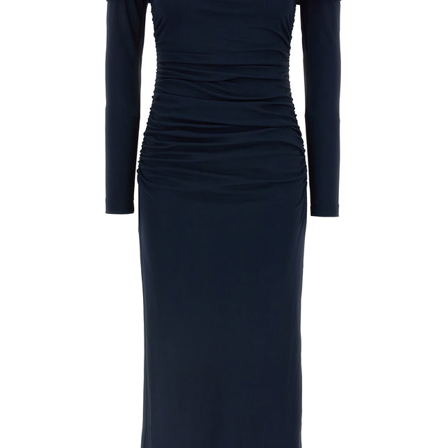 Carolina Herrera Blue Marabou Midi Dress