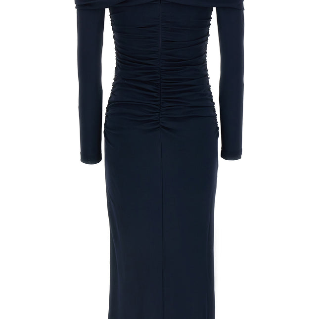 Carolina Herrera Blue Marabou Midi Dress