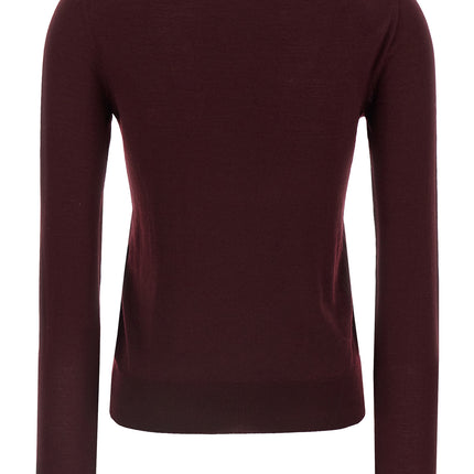 Saint Laurent Bordeaux Virgin Wool Cardigan