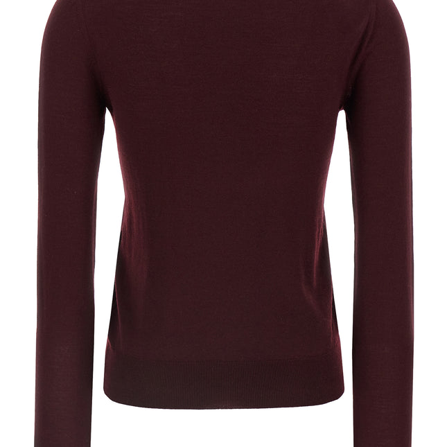 Saint Laurent Bordeaux Virgin Wool Cardigan