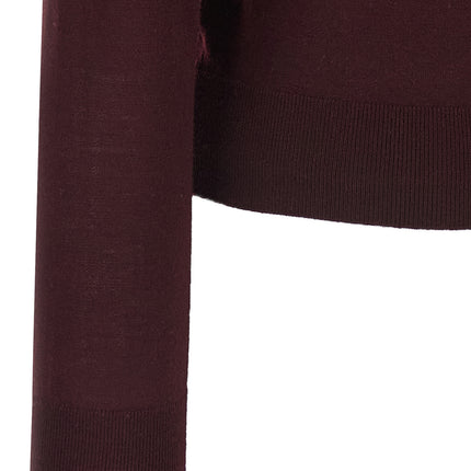 Saint Laurent Bordeaux Virgin Wool Cardigan
