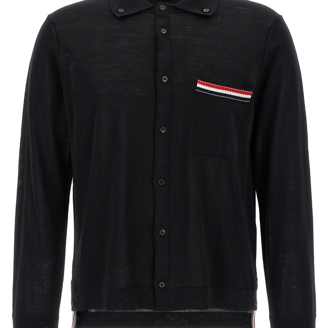 Thom Browne Black Virgin Wool Cardigan