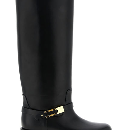 Elisabetta Franchi Black Calfskin Over The Knee