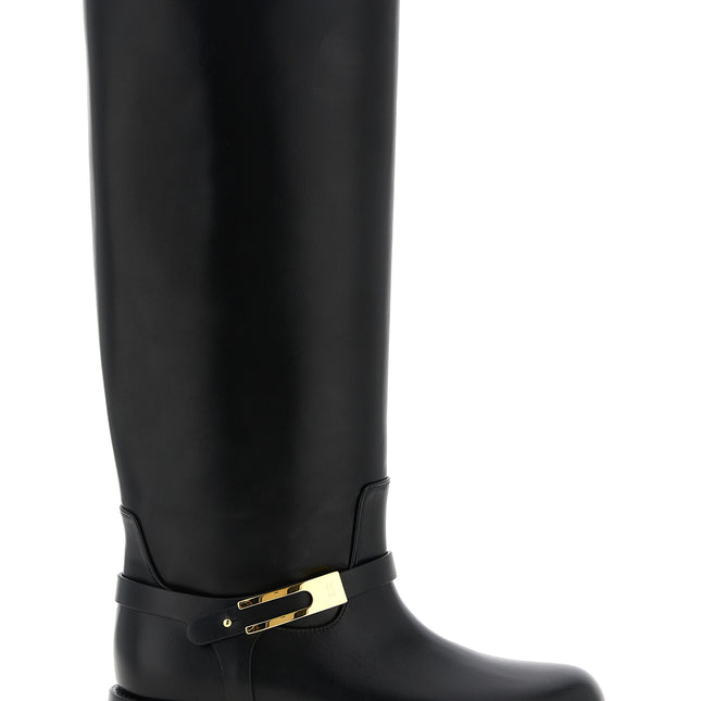 Elisabetta Franchi Black Calfskin Over The Knee