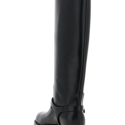 Elisabetta Franchi Black Calfskin Over The Knee