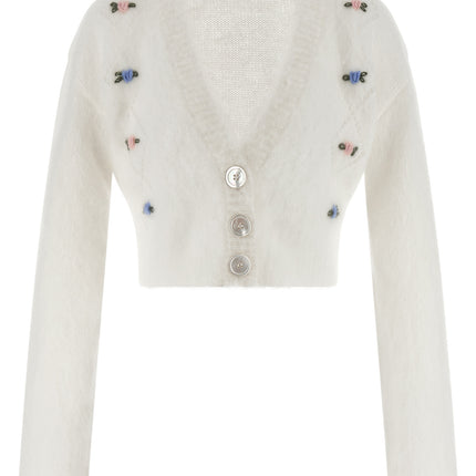 Alessandra Rich White Wool Cardigan