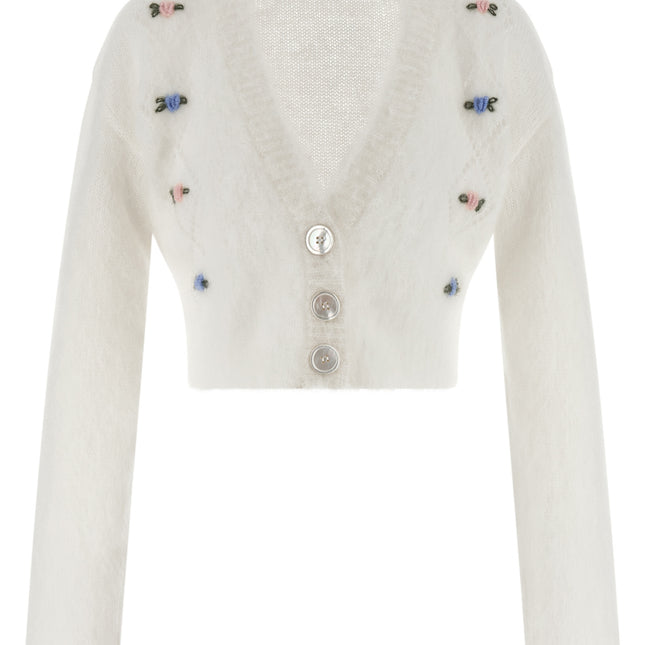 Alessandra Rich White Wool Cardigan