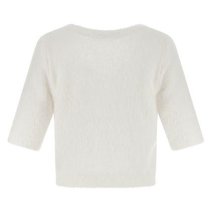 Alessandra Rich White Wool Cardigan
