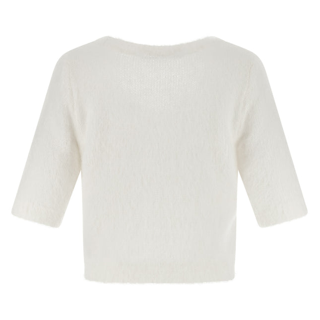 Alessandra Rich White Wool Cardigan