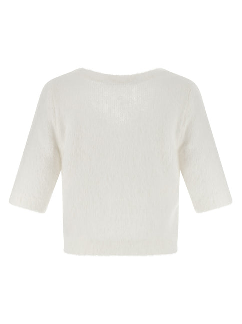 Alessandra Rich White Wool Cardigan