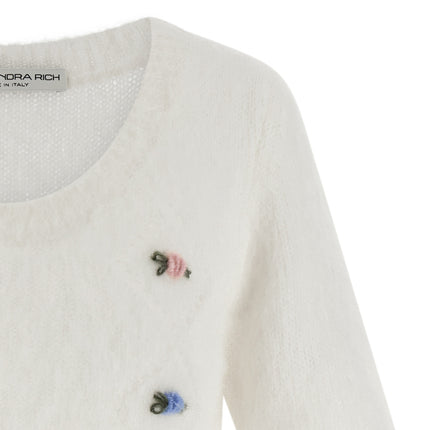 Alessandra Rich White Wool Cardigan