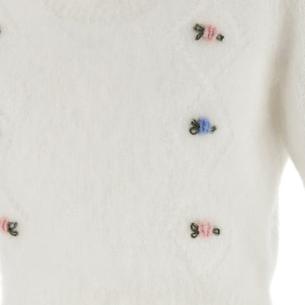 Alessandra Rich White Wool Cardigan