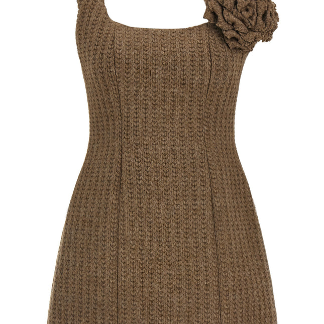 Giuseppe Di Morabito Brown Marabou Short Dress