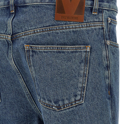 Valentino Garavani Blue Cotton Straight-Leg Jeans