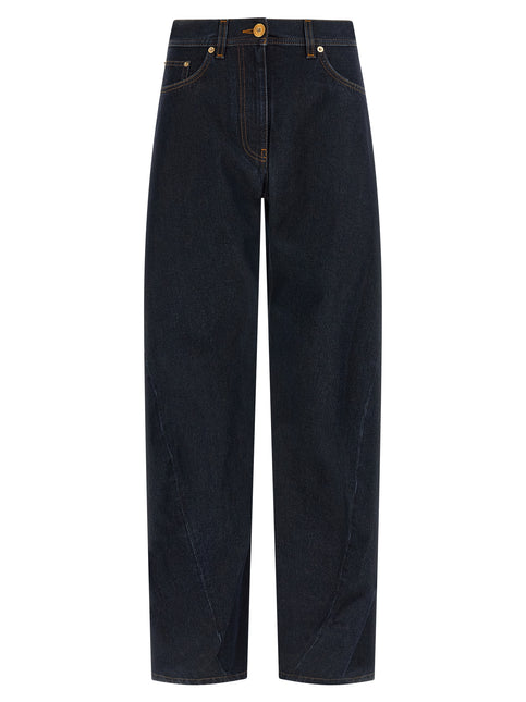 Versace Blue Cotton High-Waisted Jean