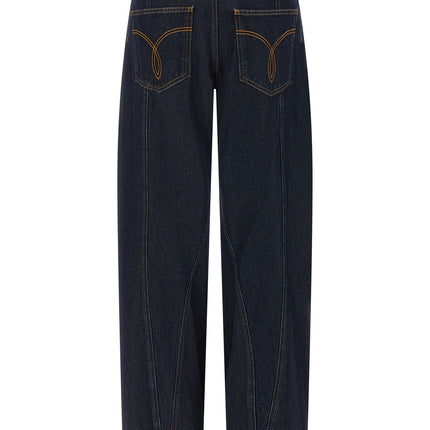 Versace Blue Cotton High-Waisted Jean