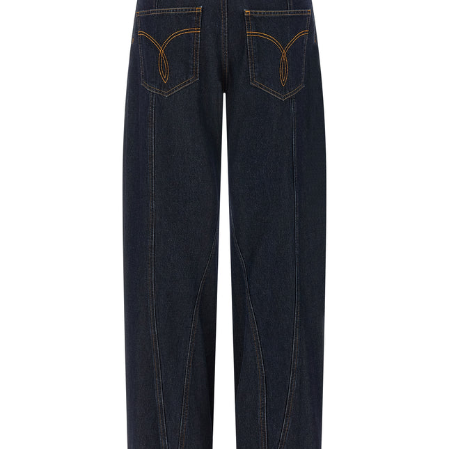 Versace Blue Cotton High-Waisted Jean