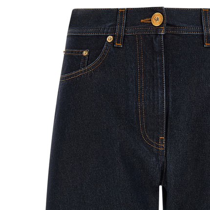 Versace Blue Cotton High-Waisted Jean