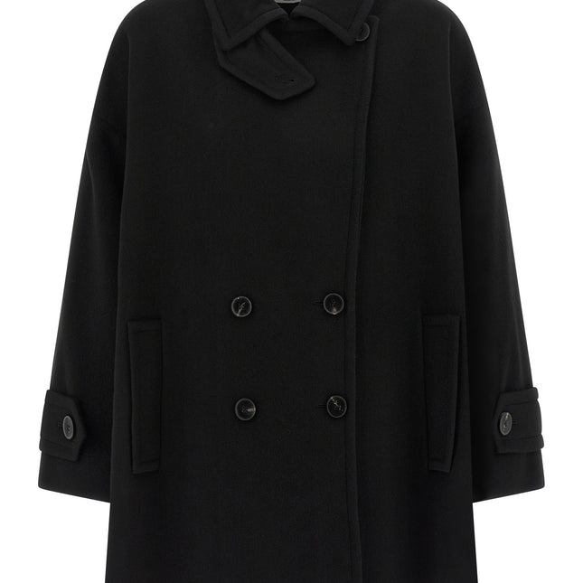 Alberto Biani Black Virgin Wool Coat