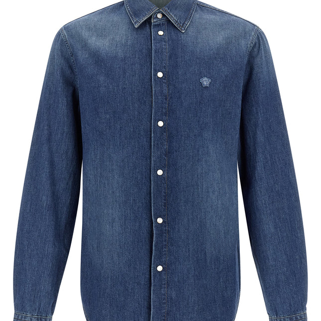 Versace Blue Cotton Blouse