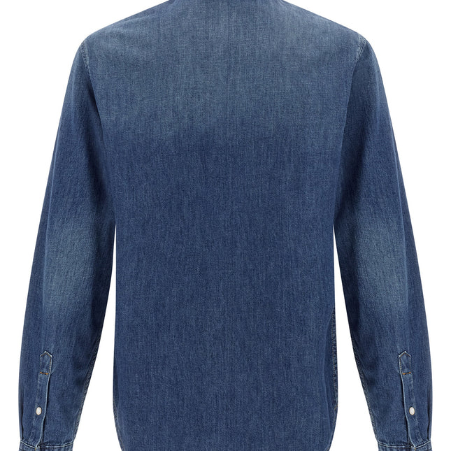 Versace Blue Cotton Blouse