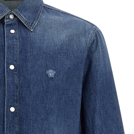 Versace Blue Cotton Blouse