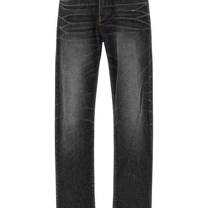 Versace Black Cotton Straight-Leg Jeans