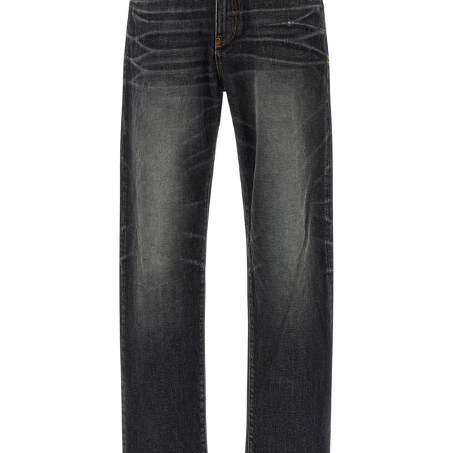 Versace Black Cotton Straight-Leg Jeans