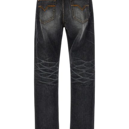 Versace Black Cotton Straight-Leg Jeans