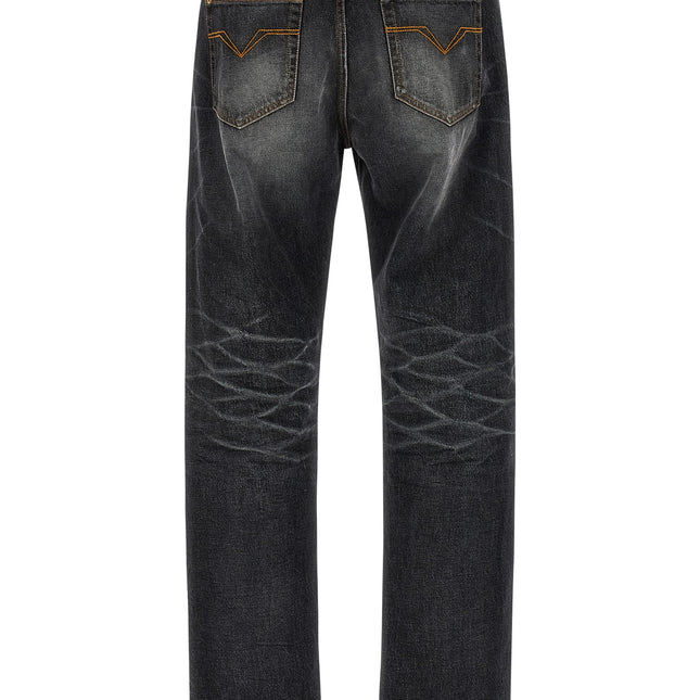 Versace Black Cotton Straight-Leg Jeans