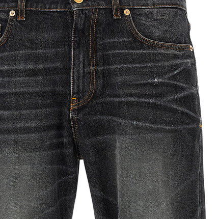 Versace Black Cotton Straight-Leg Jeans