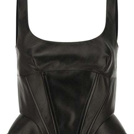 Ermanno Scervino Black Lamb Leather Tank Tops