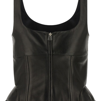 Ermanno Scervino Black Lamb Leather Tank Tops
